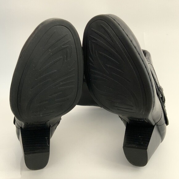 BOC by Born Boots 7.5M Black Tall Leather Harness Buckle Zip Up - Picture 9 of 12